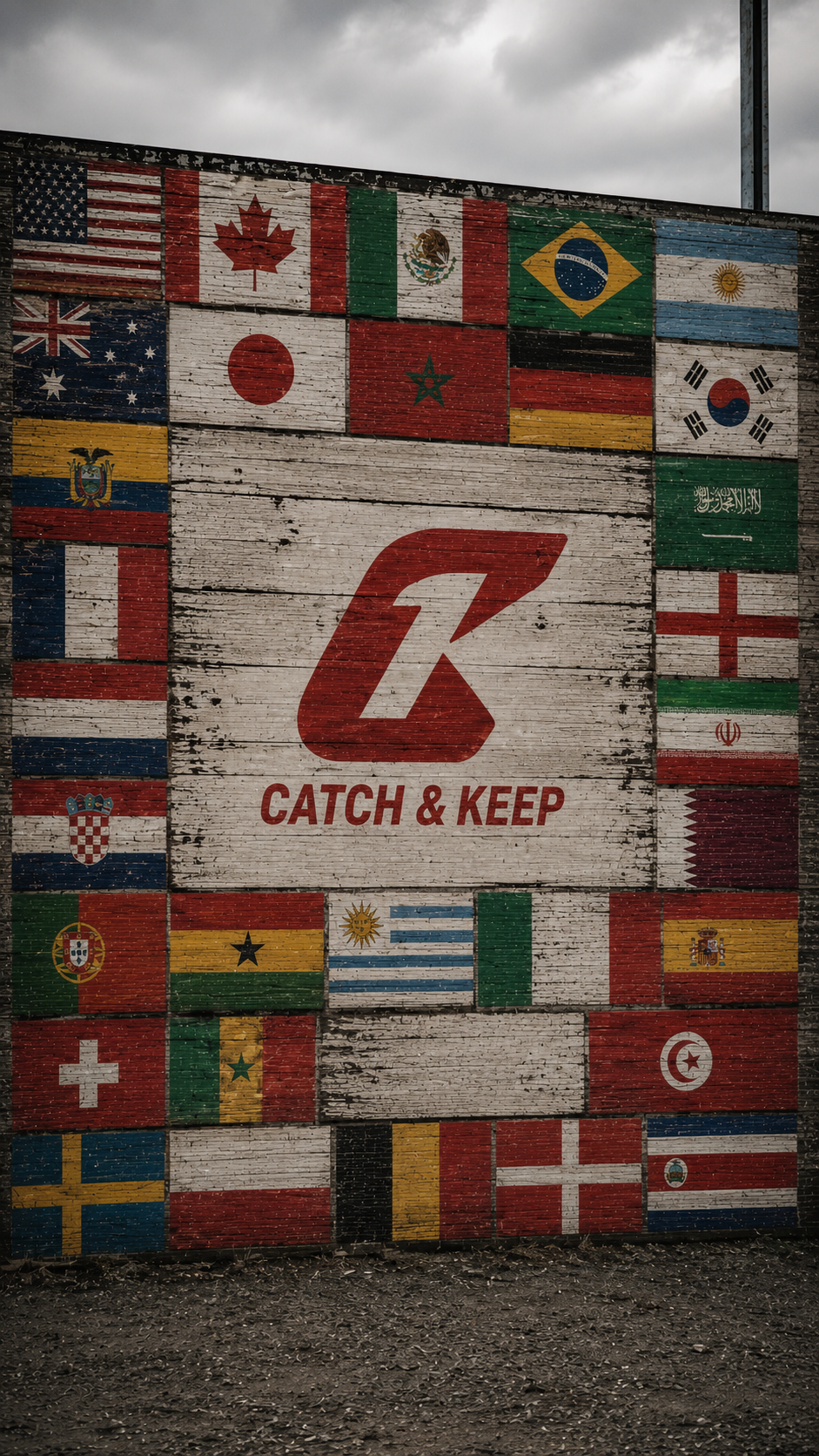 Catch & Keep Wand mit Länderflaggen zur WM 2026